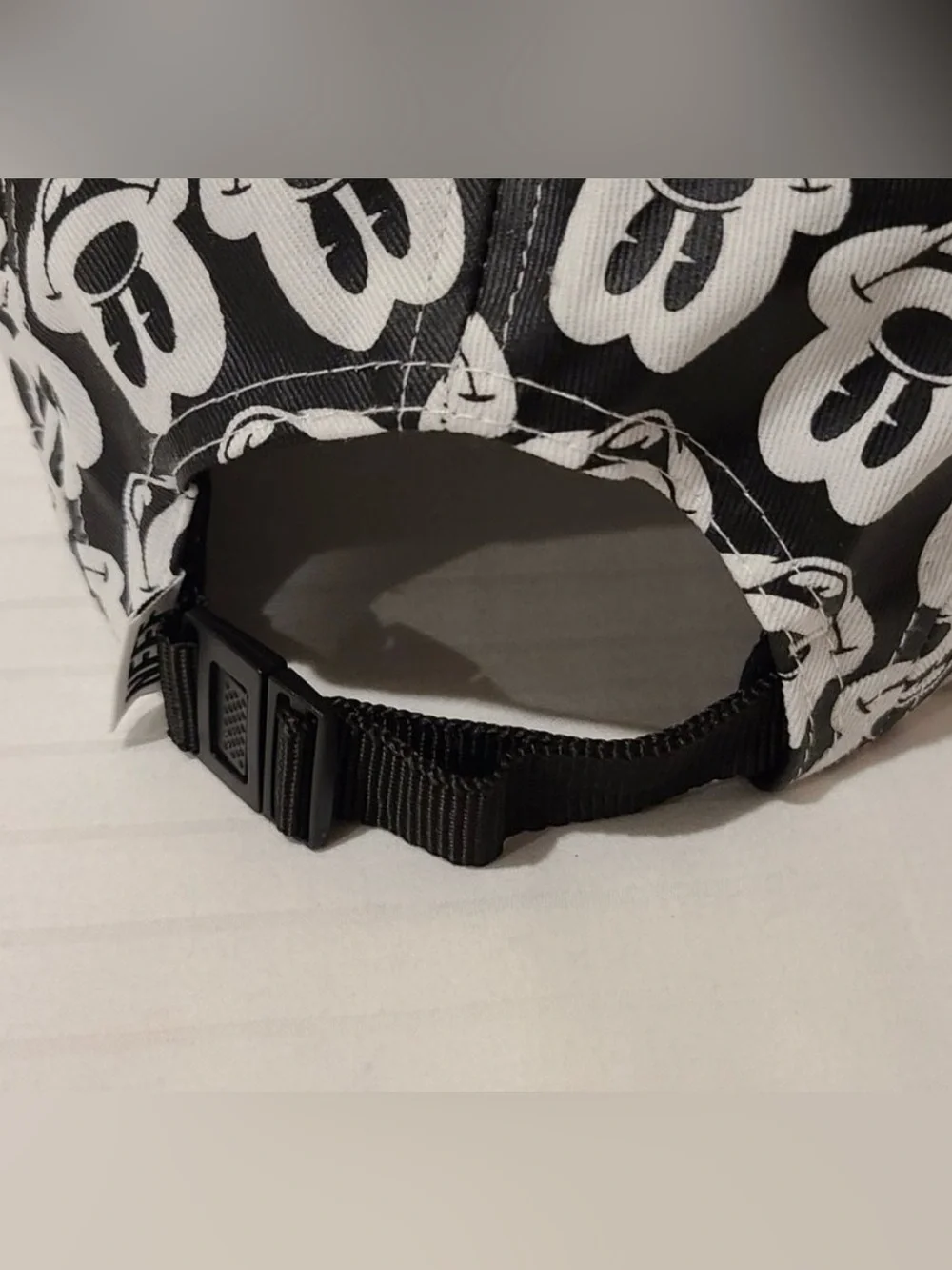 MKY28 Mickey Mouse Black White Allover Print 5-Panel Snapback Hat Disney